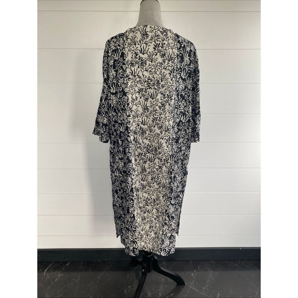 Martha Stewart Kaftan Dress Beach Cover-Up Size S Black & White Linen Blend - Picture 6 of 12